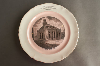 Memorial Porcelain Plate "Zur Erinnerung an die Saarabstimmung 13.01.1935". Original.