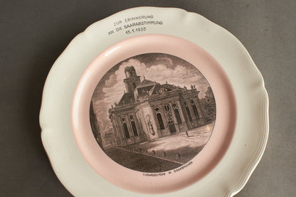 Memorial Porcelain Plate "Zur Erinnerung an die Saarabstimmung 13.01.1935". Original.