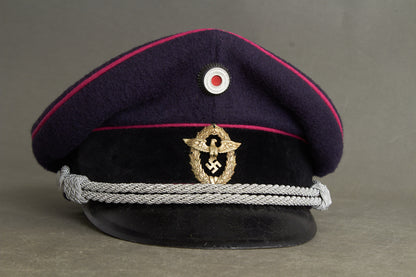 Early Feuerschutzpolizei Officer Visor Cap. Original.