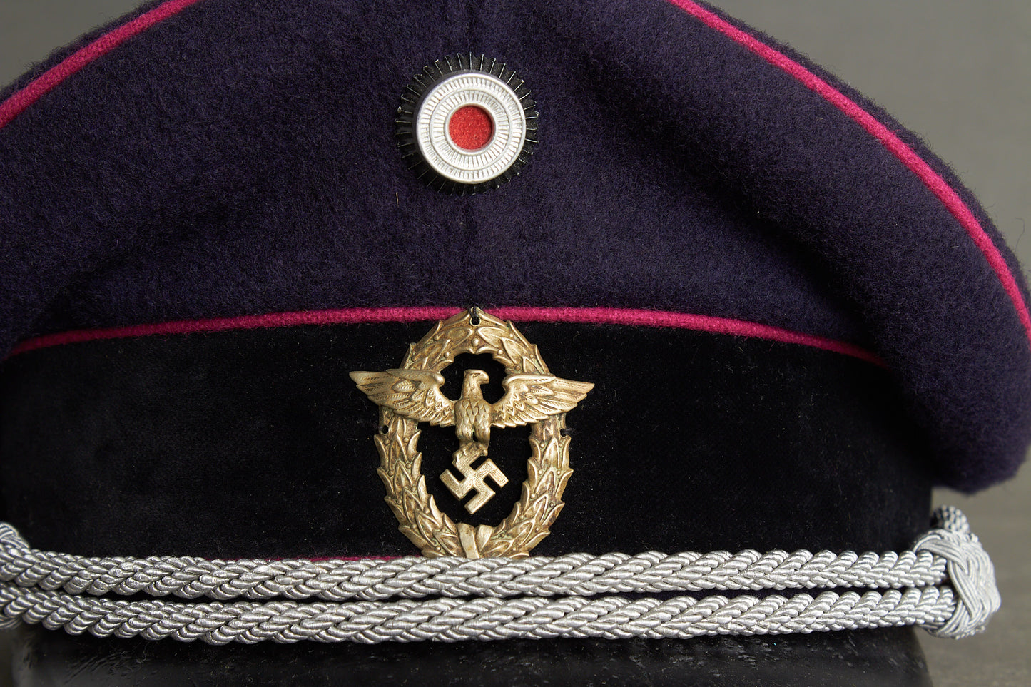 Early Feuerschutzpolizei Officer Visor Cap. Original.