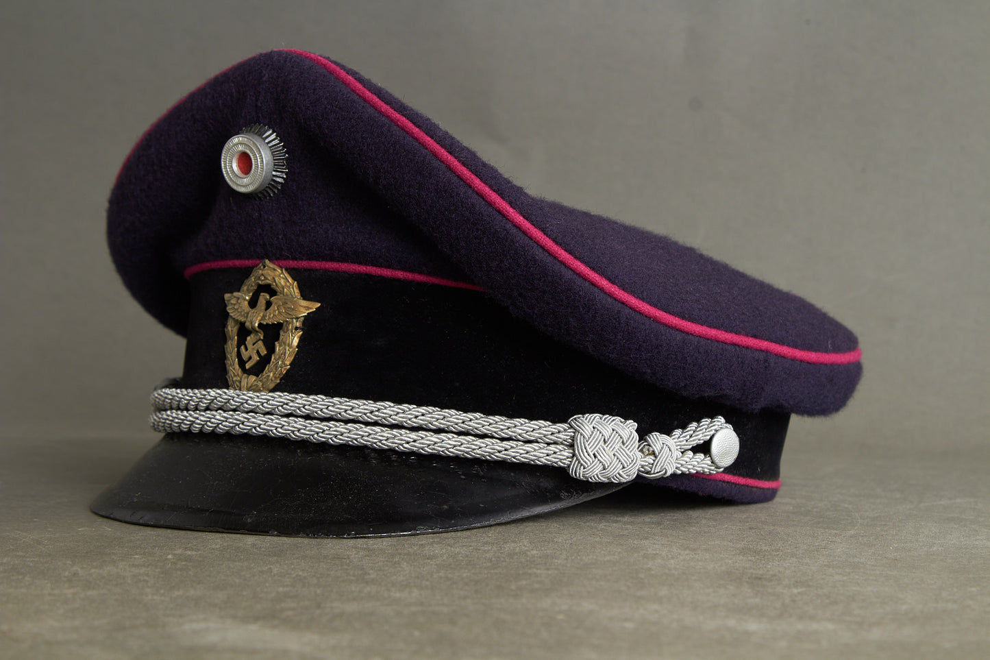 Early Feuerschutzpolizei Officer Visor Cap. Original.