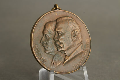 NSDAP 1933 "Hitler Hindenburg" Commemorative Medal. Rare version! Original.