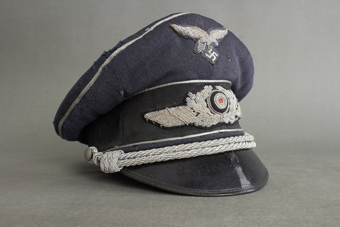 Early "Droptail" Luftwaffe Officer Visor Cap. Original.