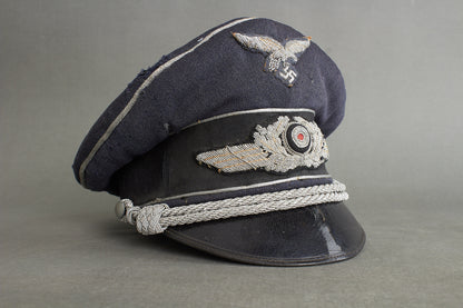 Early "Droptail" Luftwaffe Officer Visor Cap. Original.