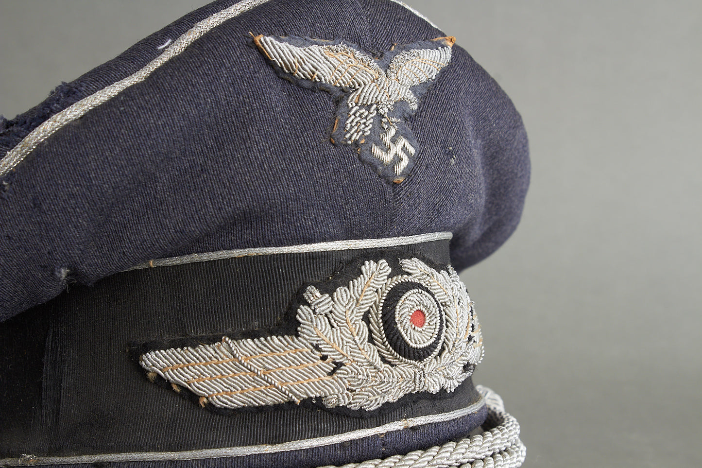 Early "Droptail" Luftwaffe Officer Visor Cap. Original.