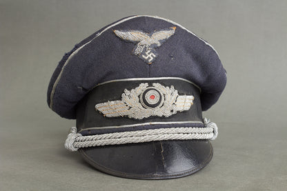 Early "Droptail" Luftwaffe Officer Visor Cap. Original.