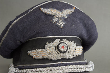 Early "Droptail" Luftwaffe Officer Visor Cap. Original.