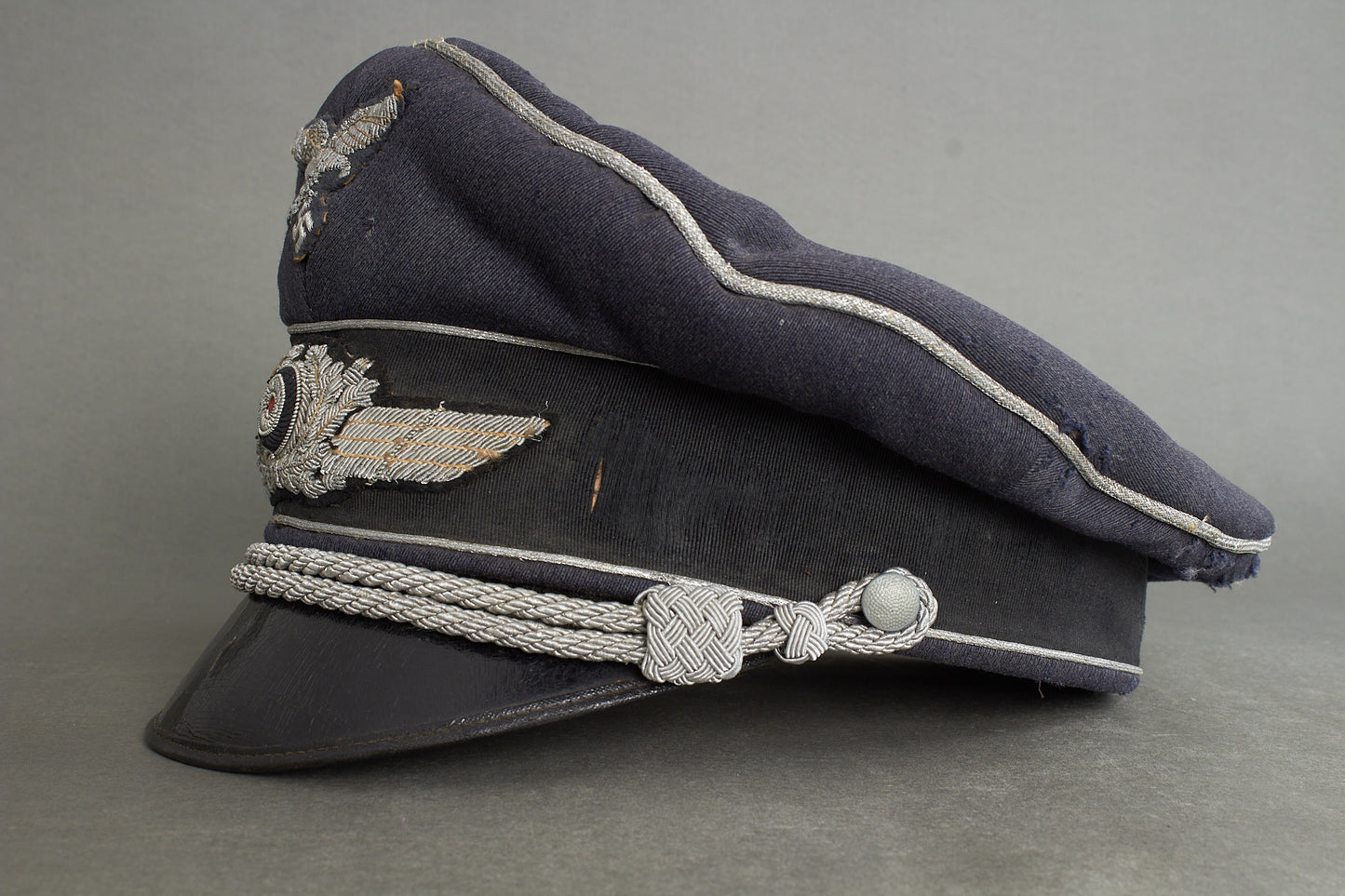 Early "Droptail" Luftwaffe Officer Visor Cap. Original.