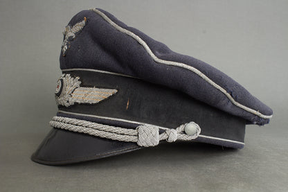 Early "Droptail" Luftwaffe Officer Visor Cap. Original.