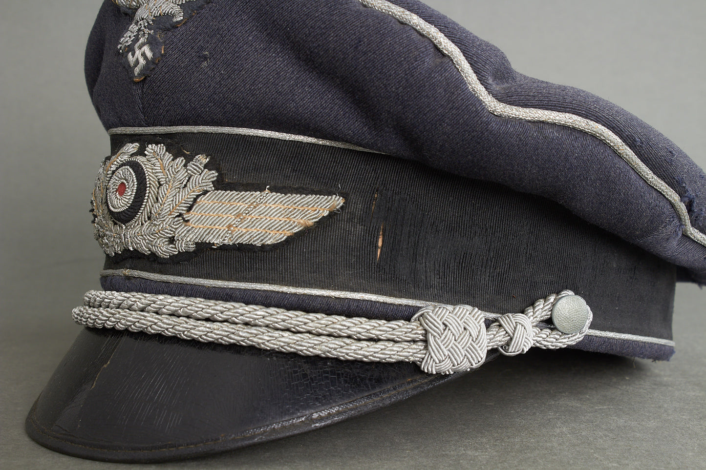 Early "Droptail" Luftwaffe Officer Visor Cap. Original.