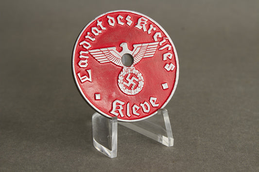 License Plate Tag "Landrat des Kreises Kleve". Original.