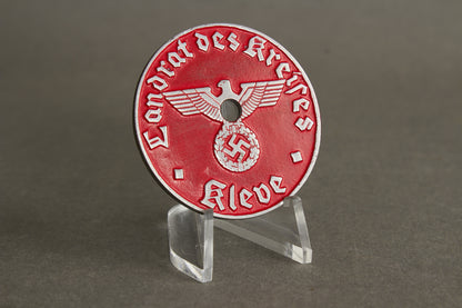 License Plate Tag "Landrat des Kreises Kleve". Original.
