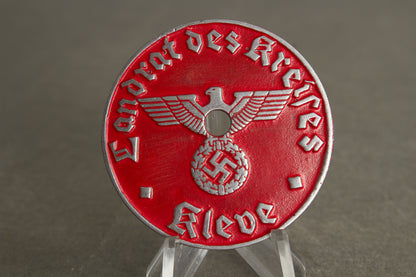 License Plate Tag "Landrat des Kreises Kleve". Original.