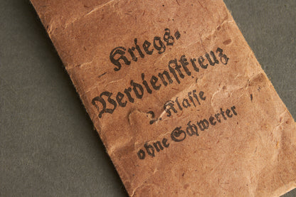 "Kriegsverdienstkreuz 2. Klasse". In envelope. Original.