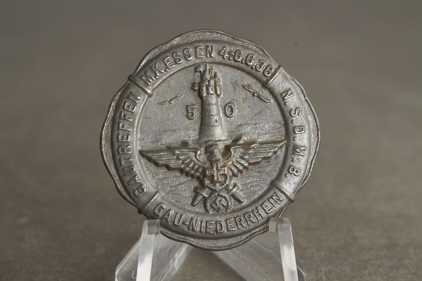 N.S.D.M.B. (Nationalsozialistischer Deutscher Marinebund) Tinnie. Repaired Needle. Original.