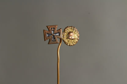 Miniature Iron Cross & Wound badge in Gold miniature stickpin. Original.