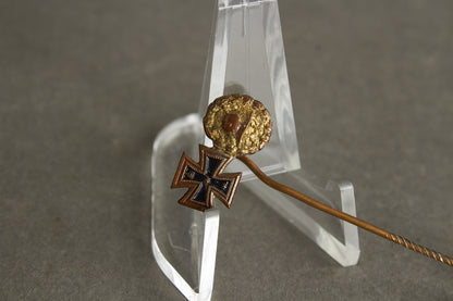 Miniature Iron Cross & Wound badge in Gold miniature stickpin. Original.