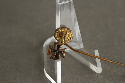 Miniature Iron Cross & Wound badge in Gold miniature stickpin. Original.