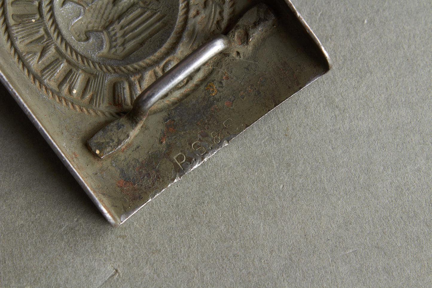 Wehrmacht Combat Belt Buckle. Maker marked "R.S.&S." Original.