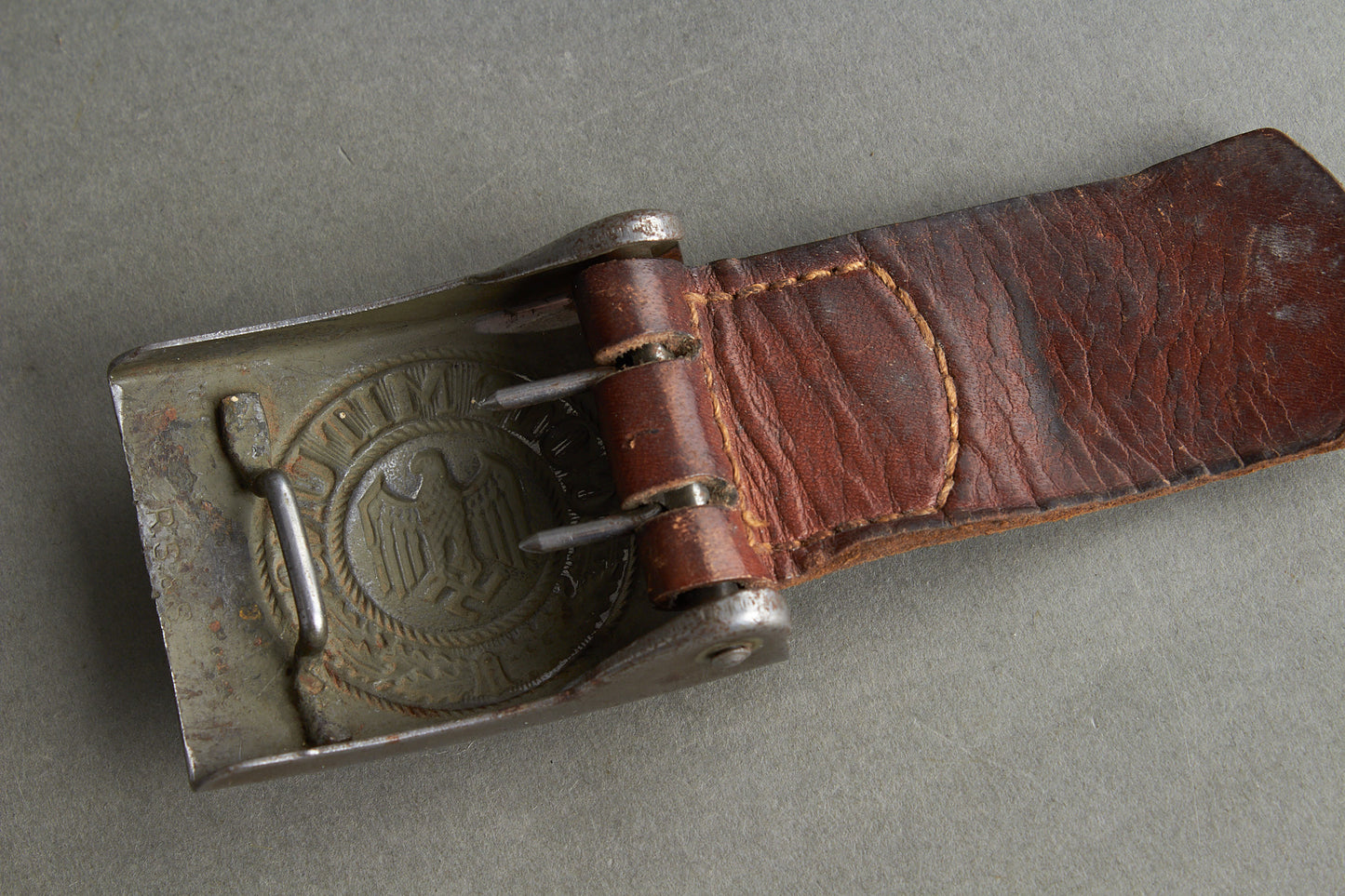 Wehrmacht Combat Belt Buckle. Maker marked "R.S.&S." Original.