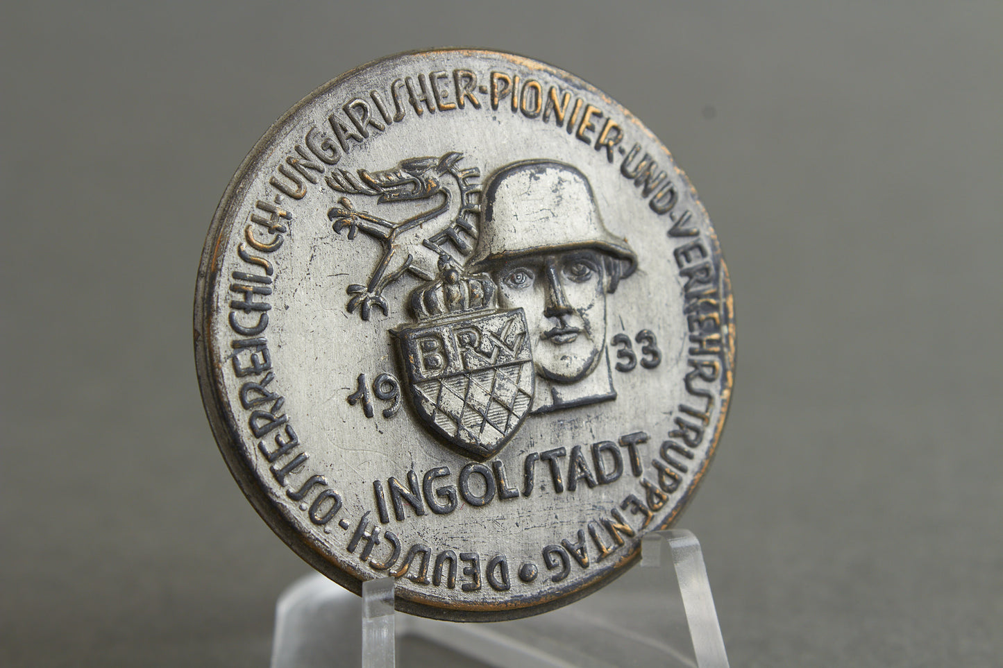 Early "Tag der Wehrmacht" Tinnie. Rare. "Deutsch-Österreichisch-Ungarisher-Pionier-und-Verkehrstruppentag". Original.