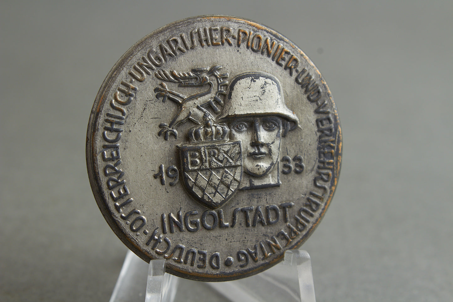 Early "Tag der Wehrmacht" Tinnie. Rare. "Deutsch-Österreichisch-Ungarisher-Pionier-und-Verkehrstruppentag". Original.