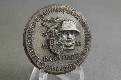 Early "Tag der Wehrmacht" Tinnie. Rare. "Deutsch-Österreichisch-Ungarisher-Pionier-und-Verkehrstruppentag". Original.