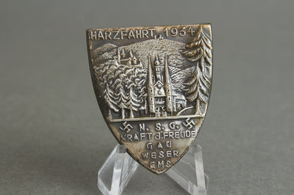 Kraft durch Freude (KdF) "Harzfahrt 1934" Tinnie. Original.
