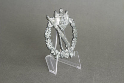 Infanterie Sturmabzeichen in silver. "Halb Hohl". Unmarked Steinhauer & Lück. Rare. Original.