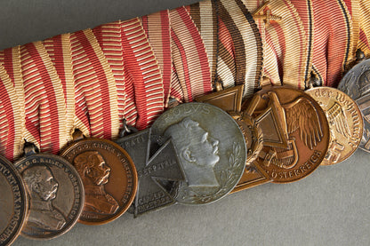 Austria/Hungary/Germany WW1/WW2 Large 9-Place Medal Bar. Rare. Original.