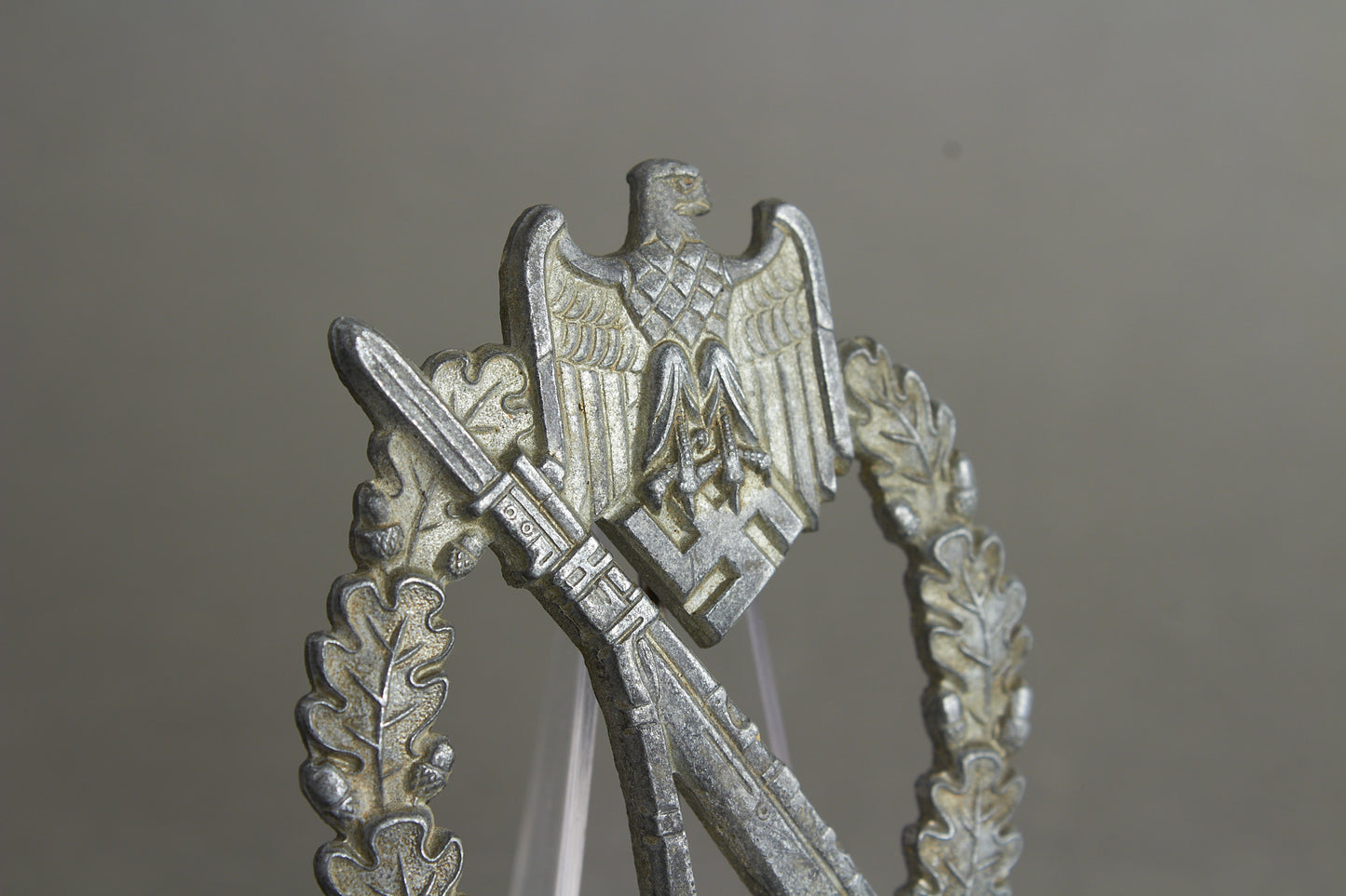 Infanterie Sturmabzeichen in silver. "Halb Hohl". Unmarked Steinhauer & Lück. Rare. Original.