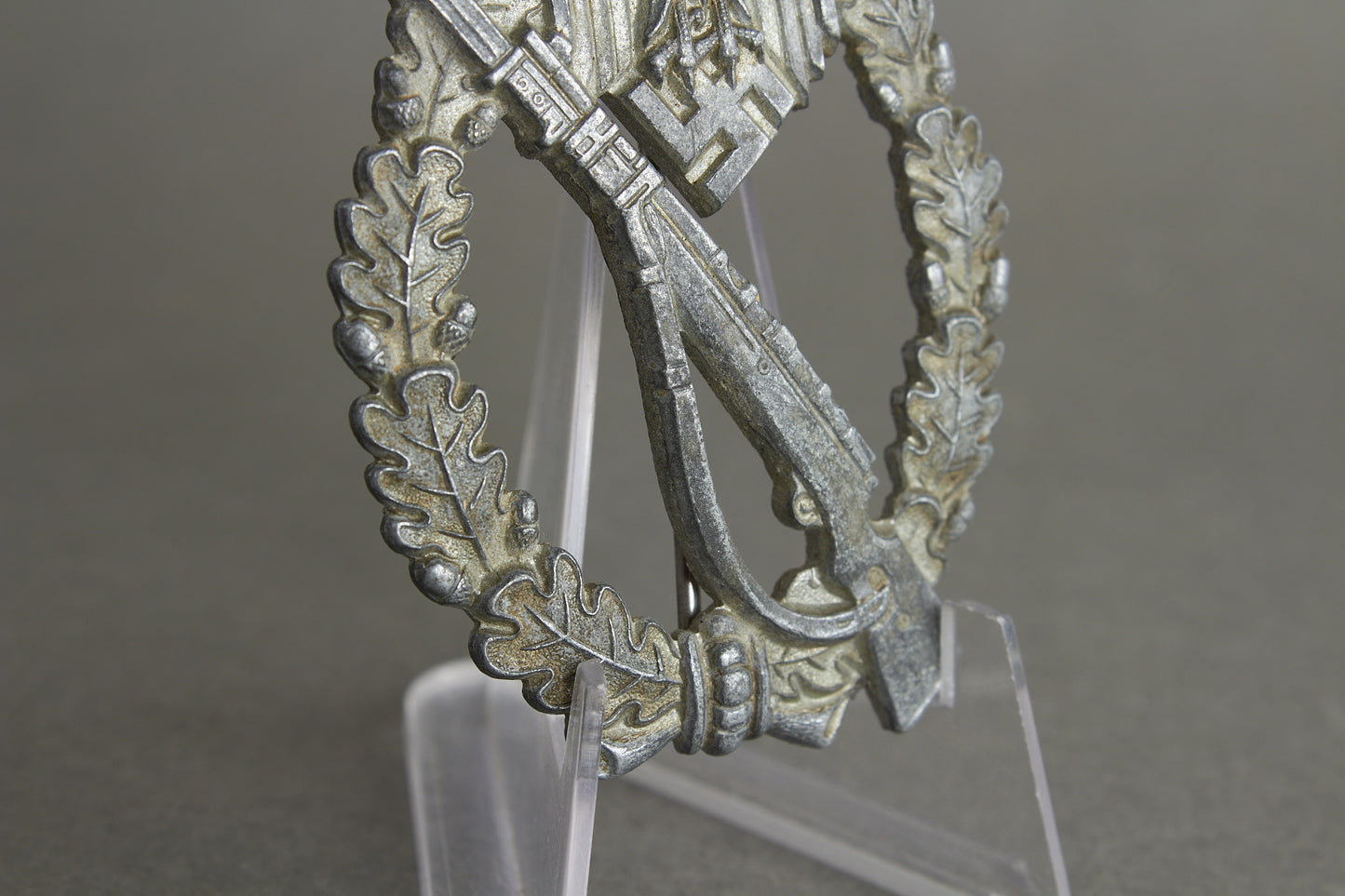 Infanterie Sturmabzeichen in silver. "Halb Hohl". Unmarked Steinhauer & Lück. Rare. Original.