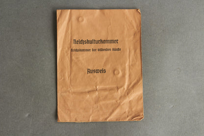 RARE "Reichskulturkammer" "Ausweis" Members identification. Original.