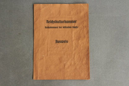 RARE "Reichskulturkammer" "Ausweis" Members identification. Original.