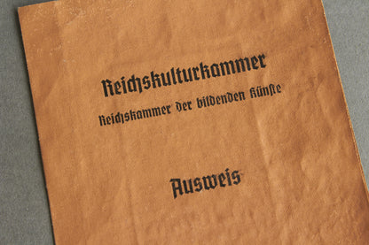 RARE "Reichskulturkammer" "Ausweis" Members identification. Original.