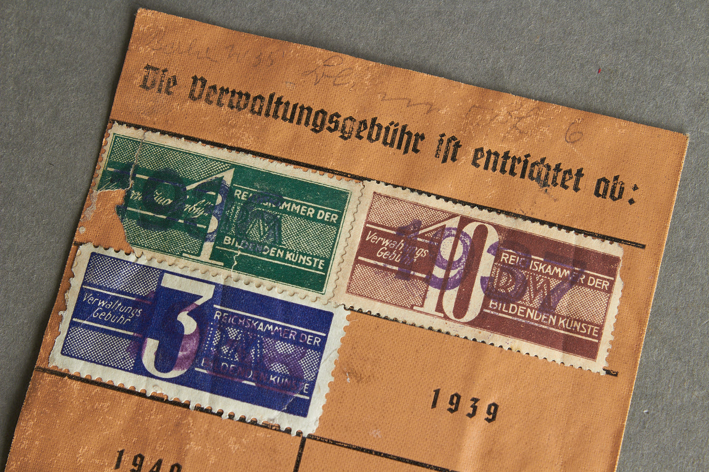 RARE "Reichskulturkammer" "Ausweis" Members identification. Original.