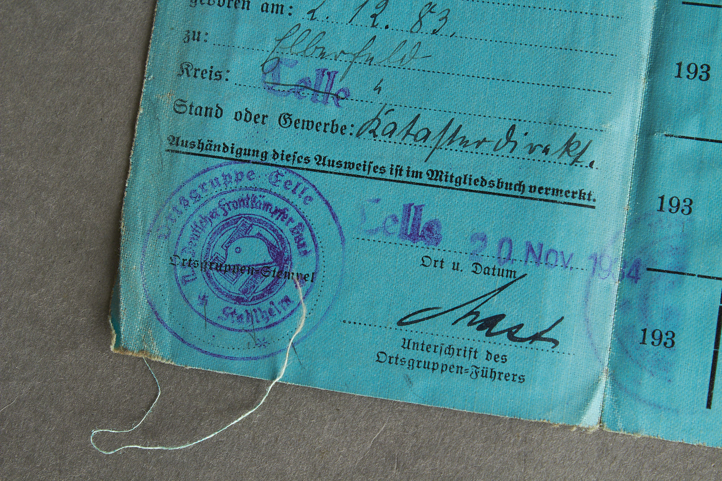 RARE Stahlhelmbund "N.S. Deutscher Frontkämpfer-Bund (Stahlhelm)" "Personalausweis" Members identification. Original.