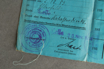 RARE Stahlhelmbund "N.S. Deutscher Frontkämpfer-Bund (Stahlhelm)" "Personalausweis" Members identification. Original.