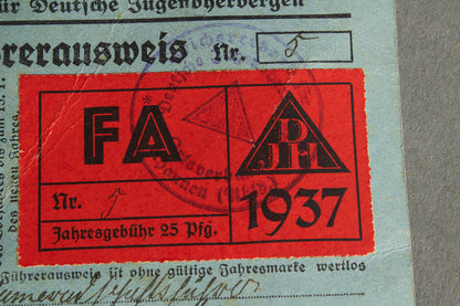 RARE DJH "Reichsverband für Deutsche Jugendherbergen" "Führerausweis" Leaders identification. Original.