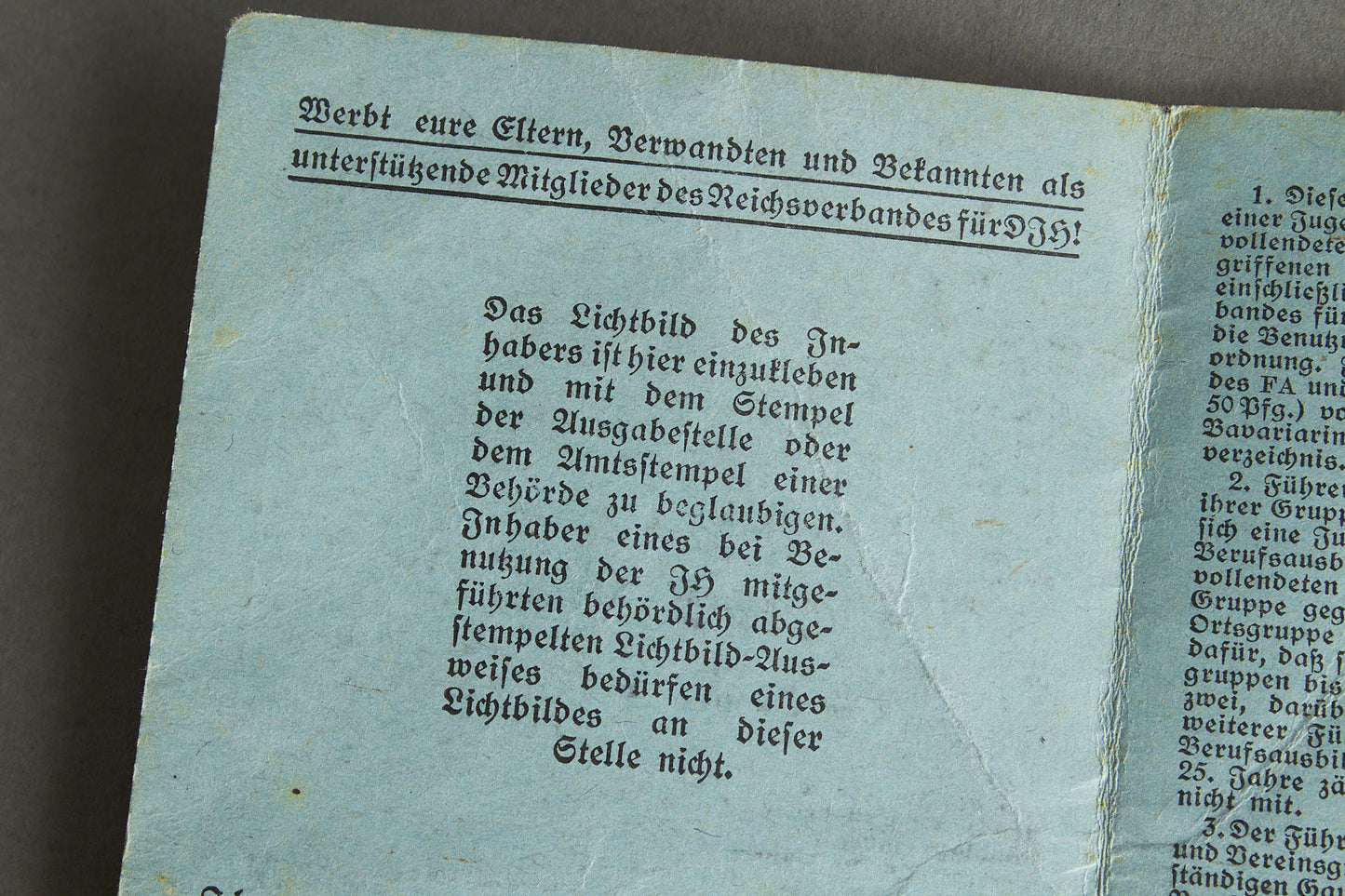 RARE DJH "Reichsverband für Deutsche Jugendherbergen" "Führerausweis" Leaders identification. Original.