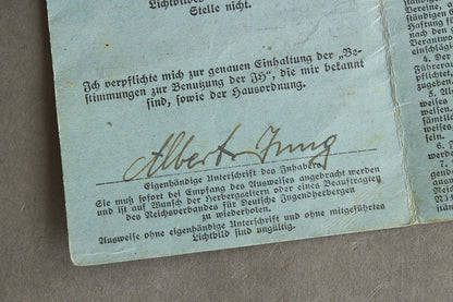 RARE DJH "Reichsverband für Deutsche Jugendherbergen" "Führerausweis" Leaders identification. Original.