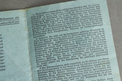 RARE DJH "Reichsverband für Deutsche Jugendherbergen" "Führerausweis" Leaders identification. Original.