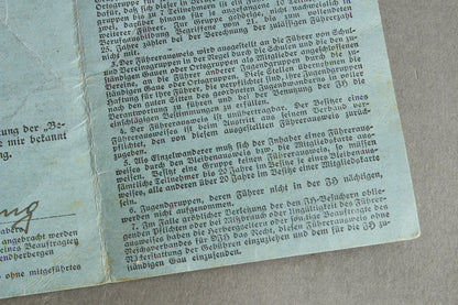 RARE DJH "Reichsverband für Deutsche Jugendherbergen" "Führerausweis" Leaders identification. Original.