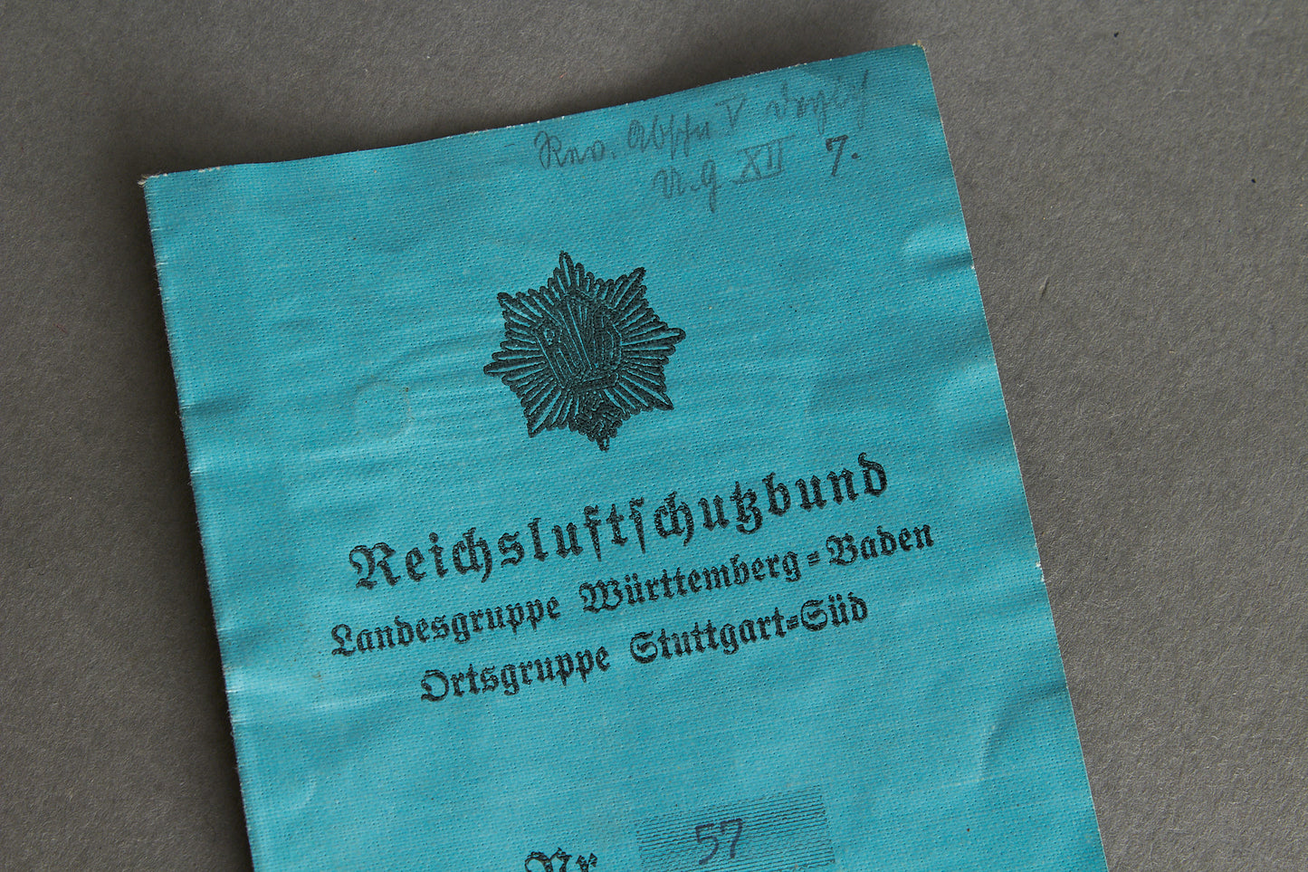 RLB "Reichsluftschutzbund" "Ausweis" Members identification. Rare. Original.
