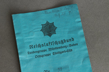 RLB "Reichsluftschutzbund" "Ausweis" Members identification. Rare. Original.