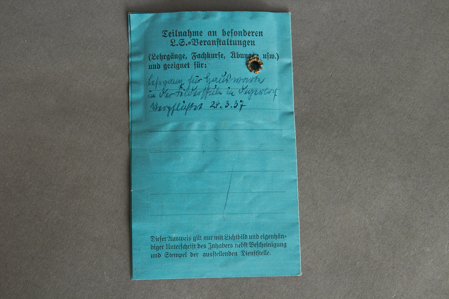 RLB "Reichsluftschutzbund" "Ausweis" Members identification. Rare. Original.