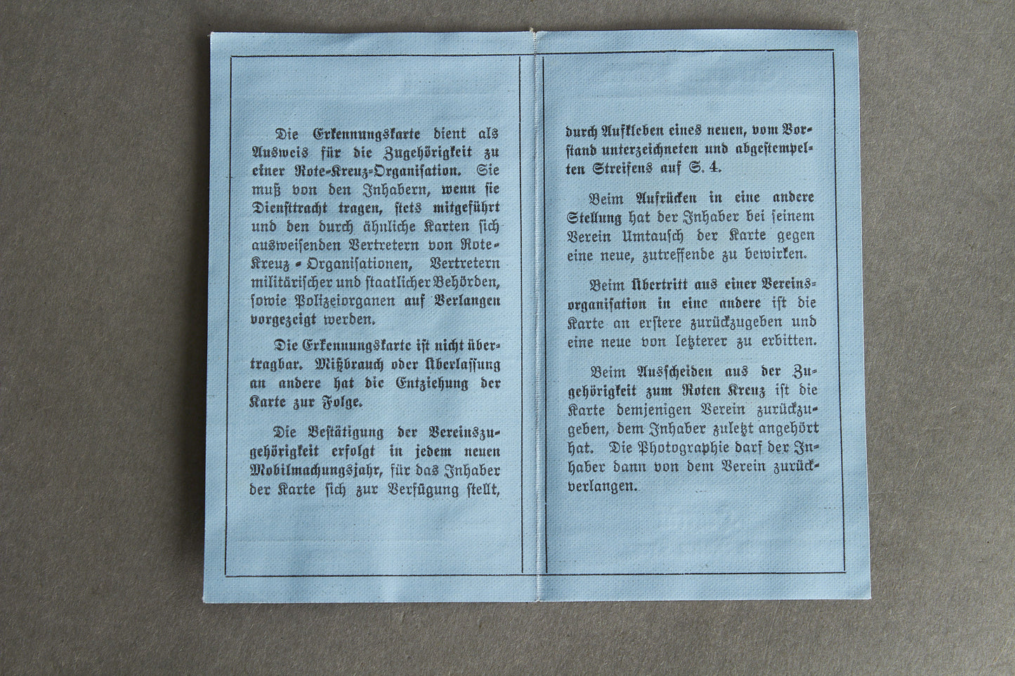 DRK "Deutsche Roten Kreuz" "Erkennungs-Karte" Identification card. Hard to find. Original.