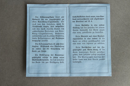 DRK "Deutsche Roten Kreuz" "Erkennungs-Karte" Identification card. Hard to find. Original.
